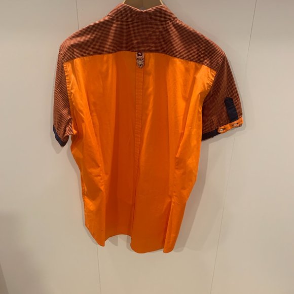 7 Camicie slim fit Orange Short Sleeve Button Down Shirt size XL - Picture 5 of 10